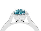 White gold Pear Cut Halo Round Diamond Pavé Band with Four-Prong Setting_4