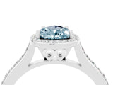 White gold Pear Cut Halo Round Diamond Pavé Band with Four-Prong Setting_4