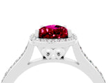 White gold Pear Cut Halo Round Diamond Pavé Band with Four-Prong Setting_4
