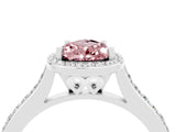 White gold Pear Cut Halo Round Diamond Pavé Band with Four-Prong Setting_4