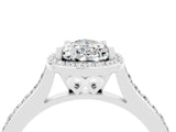 White gold Pear Cut Halo Round Diamond Pavé Band with Four-Prong Setting_4