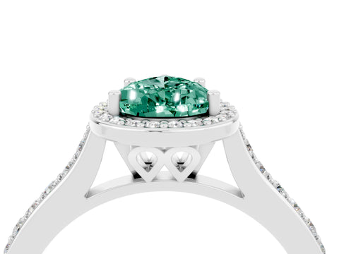 White gold Pear Cut Halo Round Diamond Pavé Band with Four-Prong Setting_4