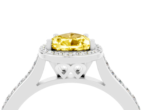 White gold Pear Cut Halo Round Diamond Pavé Band with Four-Prong Setting_4