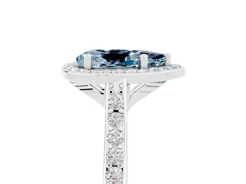 White gold Pear Cut Halo Round Diamond Pavé Band with Four-Prong Setting_5