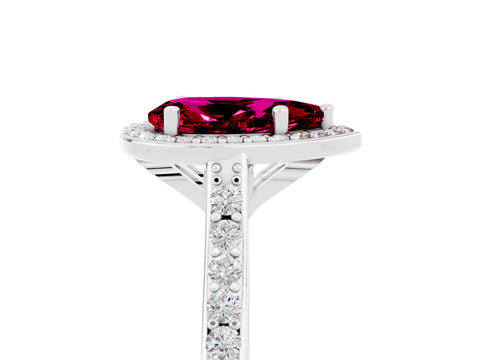 White gold Pear Cut Halo Round Diamond Pavé Band with Four-Prong Setting_5