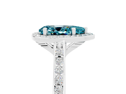White gold Pear Cut Halo Round Diamond Pavé Band with Four-Prong Setting_5