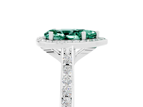 White gold Pear Cut Halo Round Diamond Pavé Band with Four-Prong Setting_5