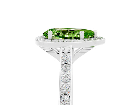 White gold Pear Cut Halo Round Diamond Pavé Band with Four-Prong Setting_5