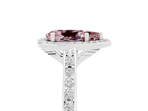 White gold Pear Cut Halo Round Diamond Pavé Band with Four-Prong Setting_5