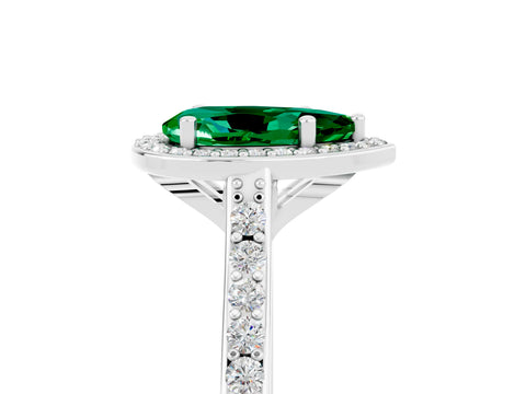 White gold Pear Cut Halo Round Diamond Pavé Band with Four-Prong Setting_5
