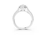 White gold Pear Cut Halo Round Diamond Pavé Band with Four-Prong Setting_6