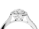 White gold Pear Cut Halo Round Diamond Pavé Band with Four-Prong Setting_7