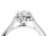 White gold Pear Cut Halo Round Diamond Solitaire Engagement Ring with Pave Band and Four-Prong Setting_11