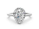 White gold Pear Cut Halo Round Diamond Solitaire Engagement Ring with Pave Band and Four-Prong Setting_7