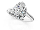 White gold Pear Cut Halo Round Diamond Solitaire Engagement Ring with Pave Band and Four-Prong Setting_8