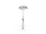 White gold Pear Cut Halo Round Diamond Solitaire Engagement Ring with Pave Band and Four-Prong Setting_9