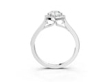 White gold Pear Cut Halo Round Diamond Solitaire Ring with Pavé Band and Four-Prong Setting_3