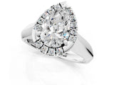 White gold Pear Cut Halo Solitaire Engagement Ring with Square Band and Four-Prong Setting_129