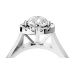 White gold Pear Cut Halo Solitaire Engagement Ring with Square Band and Four-Prong Setting_132