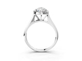 White gold Pear Cut Halo Solitaire Engagement Ring with Square Band and Four-Prong Setting_81