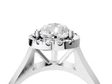 White gold Pear Cut Halo Solitaire Engagement Ring with Square Band and Four-Prong Setting_82