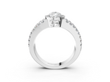 White gold Pear Cut Halo Split Shank Diamond Ring with Four-Prong Setting_83