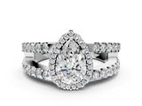 White gold Pear Cut Halo Split Shank Diamond Ring with Four-Prong Setting_83