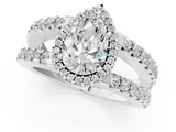 White gold Pear Cut Halo Split Shank Diamond Ring with Four-Prong Setting_85