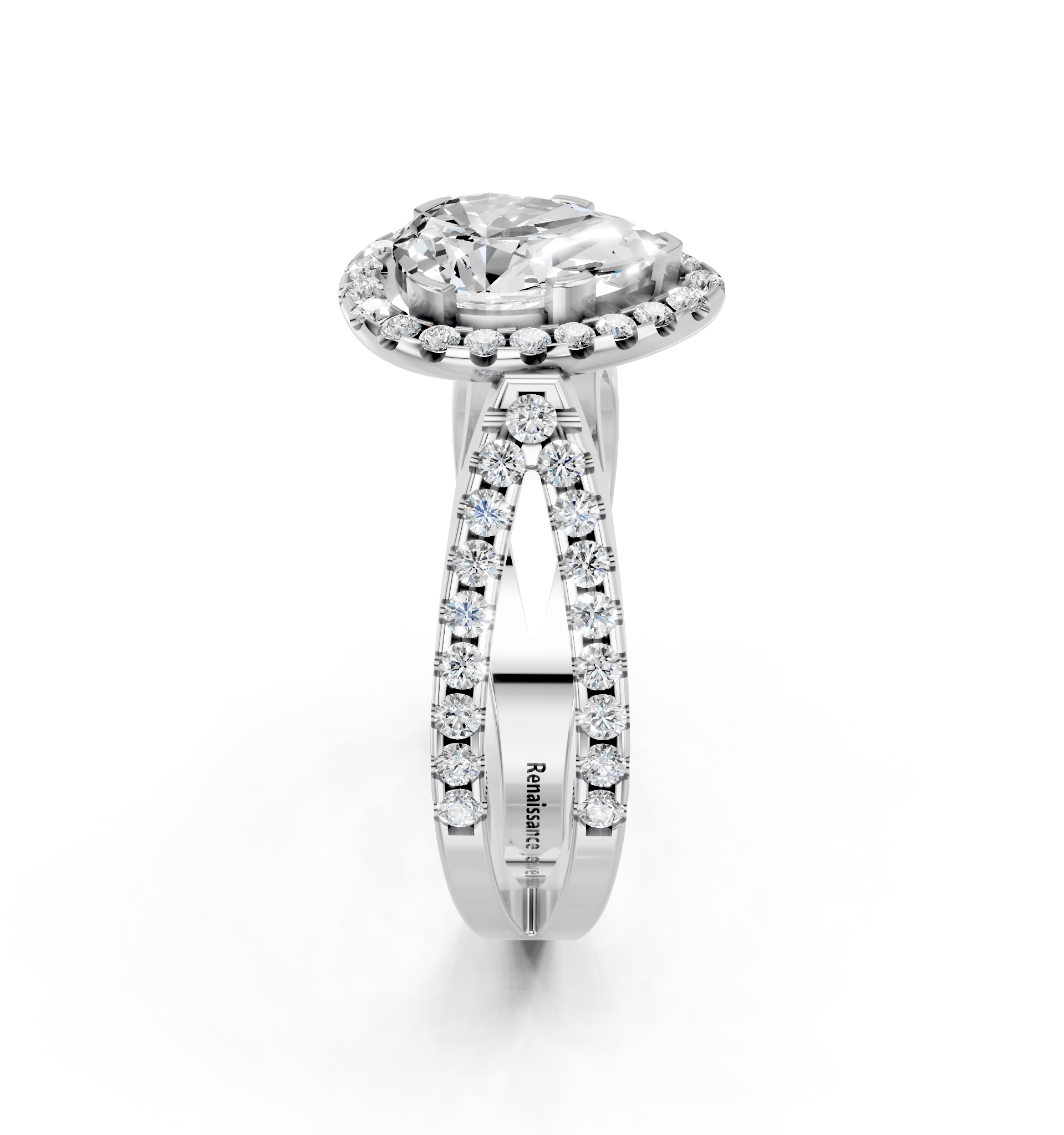 White gold Pear Cut Halo Split Shank Pave Set Ring_27