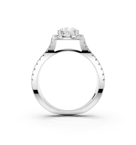 White gold Pear Cut Halo Split Shank Pave Set Ring_28
