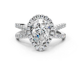 White gold Pear Cut Halo Split Shank Pave Set Ring_66