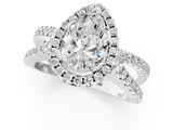 White gold Pear Cut Halo Split Shank Pave Set Ring_69