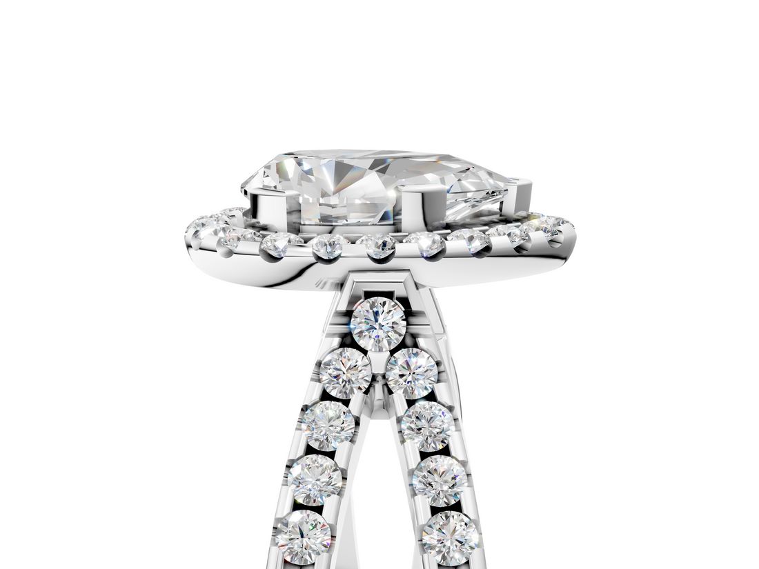 White gold Pear Cut Halo Split Shank Pave Set Ring_73