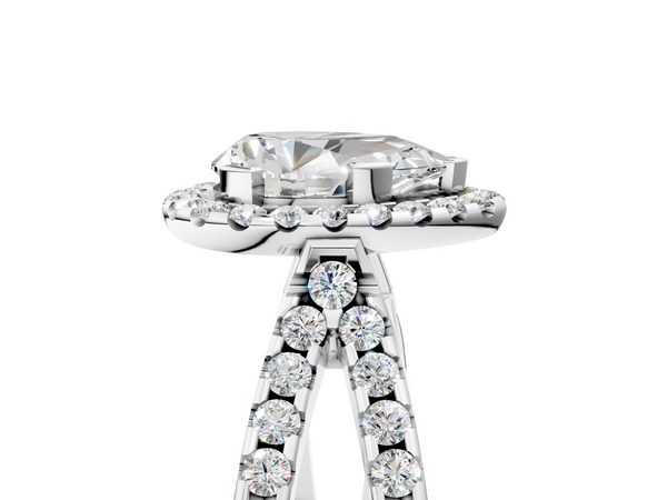 White Gold Pear-Shaped Halo Split Shank Engagement Ring Setting