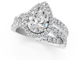 White gold Pear Cut Halo Split Shank Prong Setting Ring_109