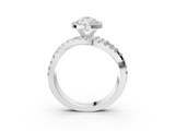 White gold Pear Cut Halo Split Shank Prong Setting Ring_111