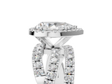 White gold Pear Cut Halo Split Shank Prong Setting Ring_118