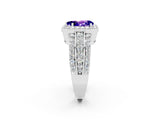 White gold Pear Cut Halo Tanzanite Ring with Split Shank and Four-Prong Setting_2