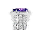 White gold Pear Cut Halo Tanzanite Ring with Split Shank and Four-Prong Setting_5