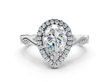 14K White Gold Halo Twist Band with Four-Prong Setting