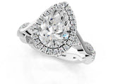 White gold Pear Cut Halo Twist Band with Four-Prong Setting_204