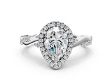 White gold Pear Cut Halo Twisted Band Four-Prong Ring_45