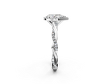 White gold Pear Cut Halo Twisted Band Four-Prong Ring_46