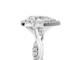 White gold Pear Cut Halo Twisted Band Four-Prong Ring_49