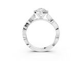 White gold Pear Cut Halo Twisted Band Four-Prong Ring_49