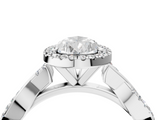 White gold Pear Cut Halo Twisted Band Four-Prong Ring_50