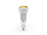 White gold Pear Cut Halo Yellow Sapphire Ring with Split Shank and Four-Prong Setting_26