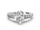 White gold Pear Cut Milgrain Channel Set Engagement Ring with Solitaire Prong Setting_58