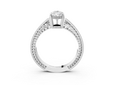 White gold Pear Cut Milgrain Channel Set Engagement Ring with Solitaire Prong Setting_61