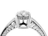 White gold Pear Cut Milgrain Channel Set Engagement Ring with Solitaire Prong Setting_62